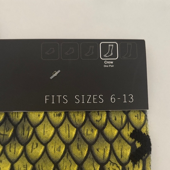 Odd Sox Lizard Foot Crew Socks - Black and Yellow/Green Fits SZ 6-13 - Picture 3 of 6